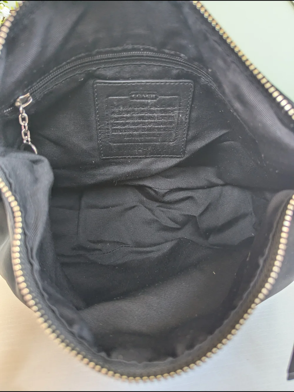 Coach Black Shoulder Bag with Cherry Charm Accent